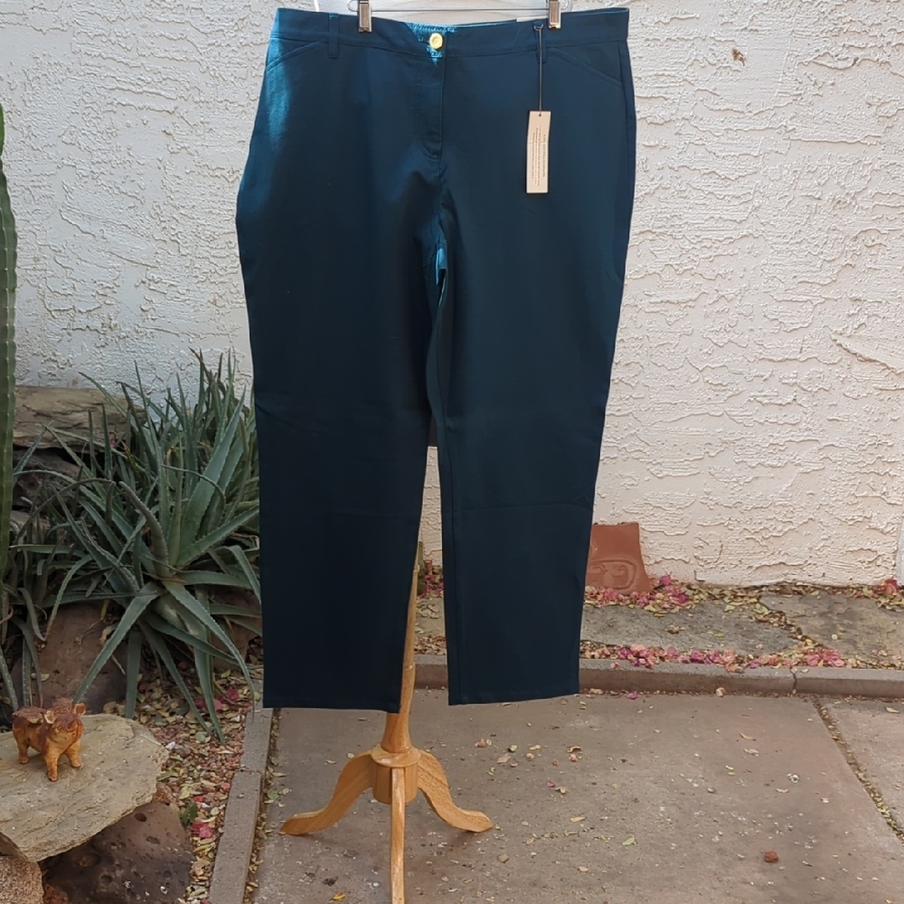 Chico's Women's Teal Straight-Leg Chinos